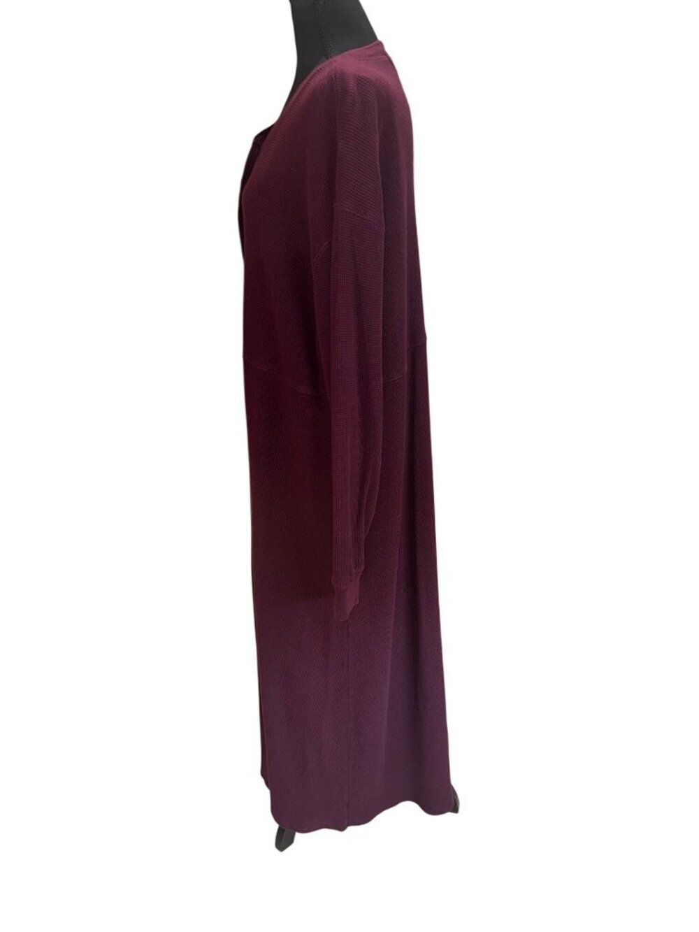 Vintage Eddie Bauer Plus Size XXL Womens Waffle Knit Burgundy Henley Maxi Dress - Picture 4 of 12